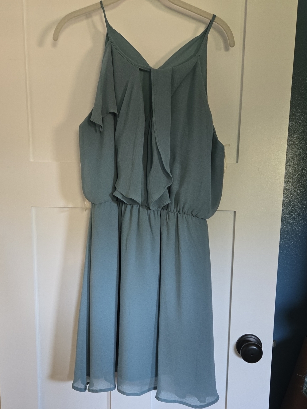 Maurices Sage Green Sleeveless Ruffle Mini Dress